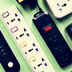 Electricity power supply outlet isolated on background